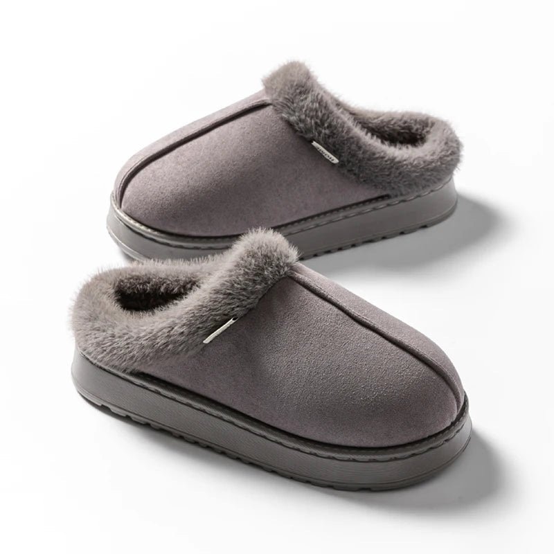 Fashion Women Fluffy Slippers for Autumn and Winter Indoor EVA Thick Sole Anti-Slip and Warm Unisex Slippers for Winter - PrimeNest