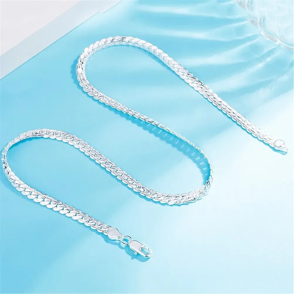Fine Top Brand Silver Color 6mm Chain Necklace for Woman Men 16-24inch Fashion Wedding Party Jewelry Gift Dropshipping - PrimeNest
