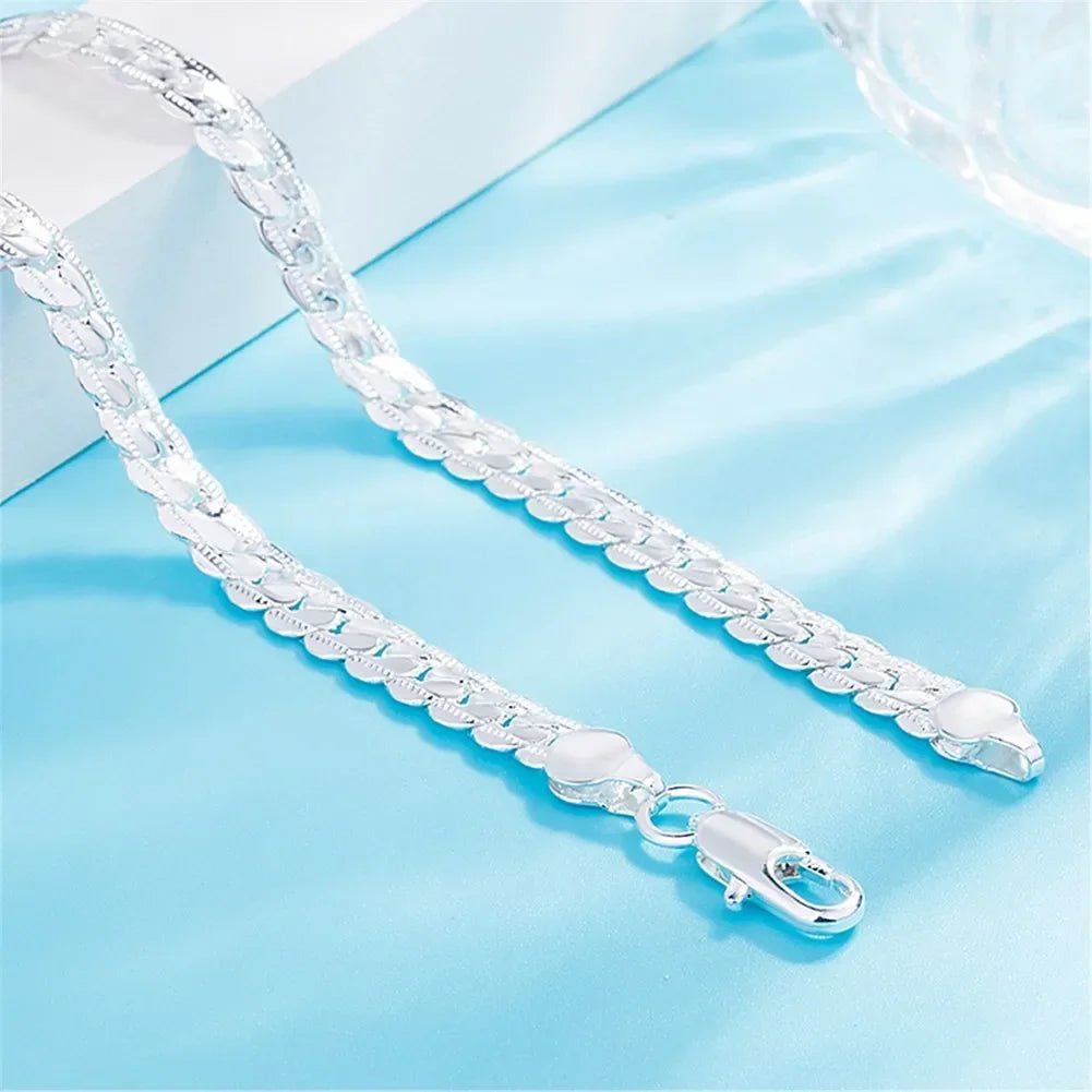 Fine Top Brand Silver Color 6mm Chain Necklace for Woman Men 16-24inch Fashion Wedding Party Jewelry Gift Dropshipping - PrimeNest
