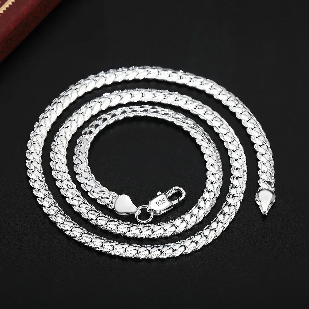 Fine Top Brand Silver Color 6mm Chain Necklace for Woman Men 16-24inch Fashion Wedding Party Jewelry Gift Dropshipping - PrimeNest