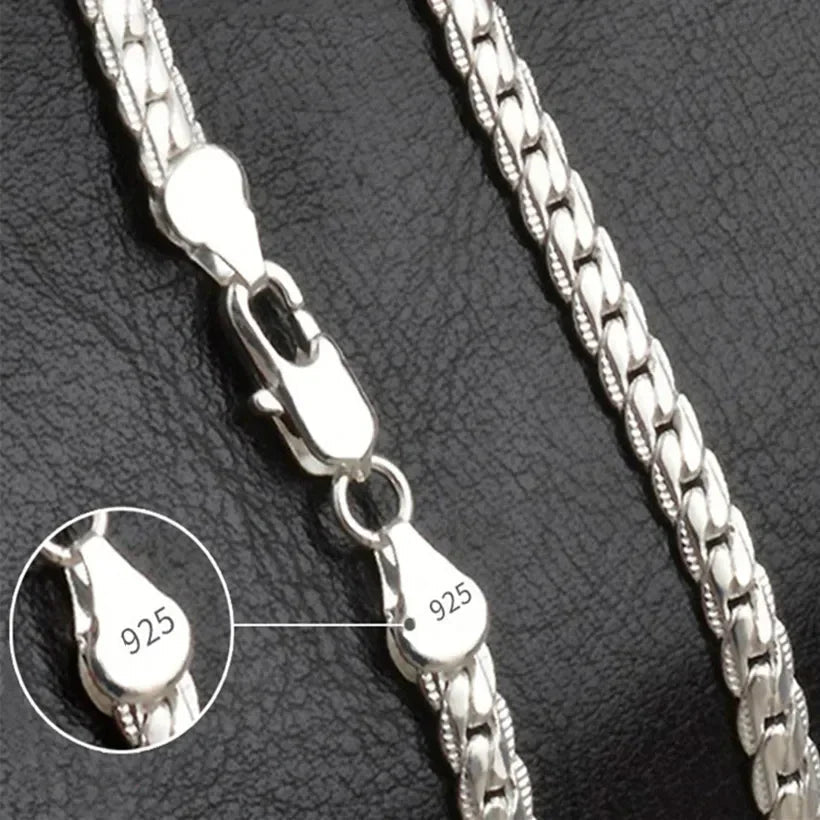 Fine Top Brand Silver Color 6mm Chain Necklace for Woman Men 16-24inch Fashion Wedding Party Jewelry Gift Dropshipping - PrimeNest