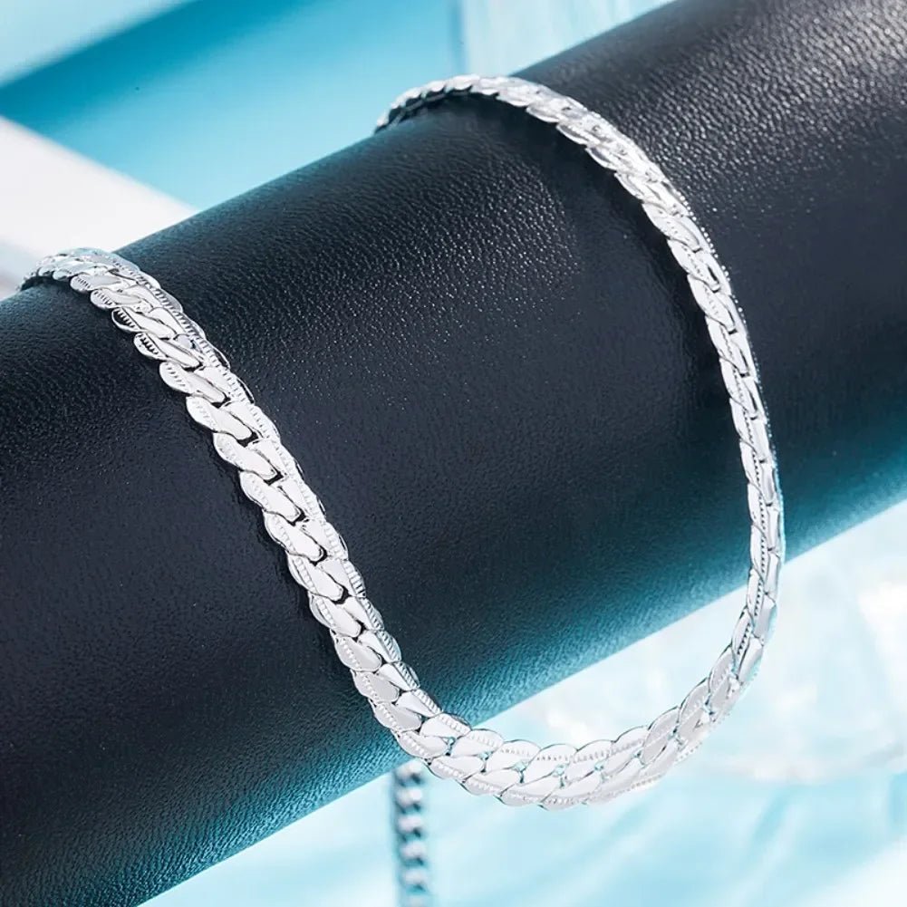 Fine Top Brand Silver Color 6mm Chain Necklace for Woman Men 16-24inch Fashion Wedding Party Jewelry Gift Dropshipping - PrimeNest