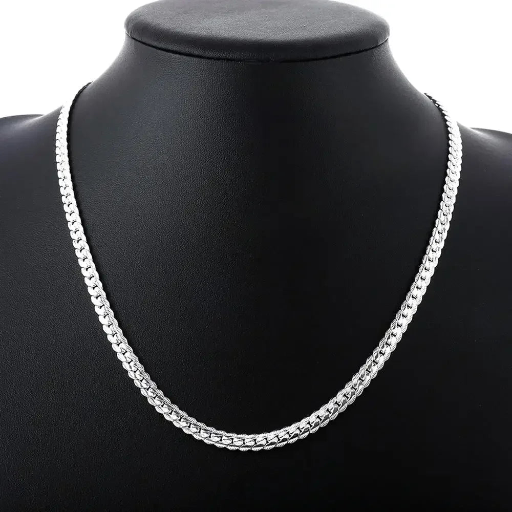 Fine Top Brand Silver Color 6mm Chain Necklace for Woman Men 16-24inch Fashion Wedding Party Jewelry Gift Dropshipping - PrimeNest
