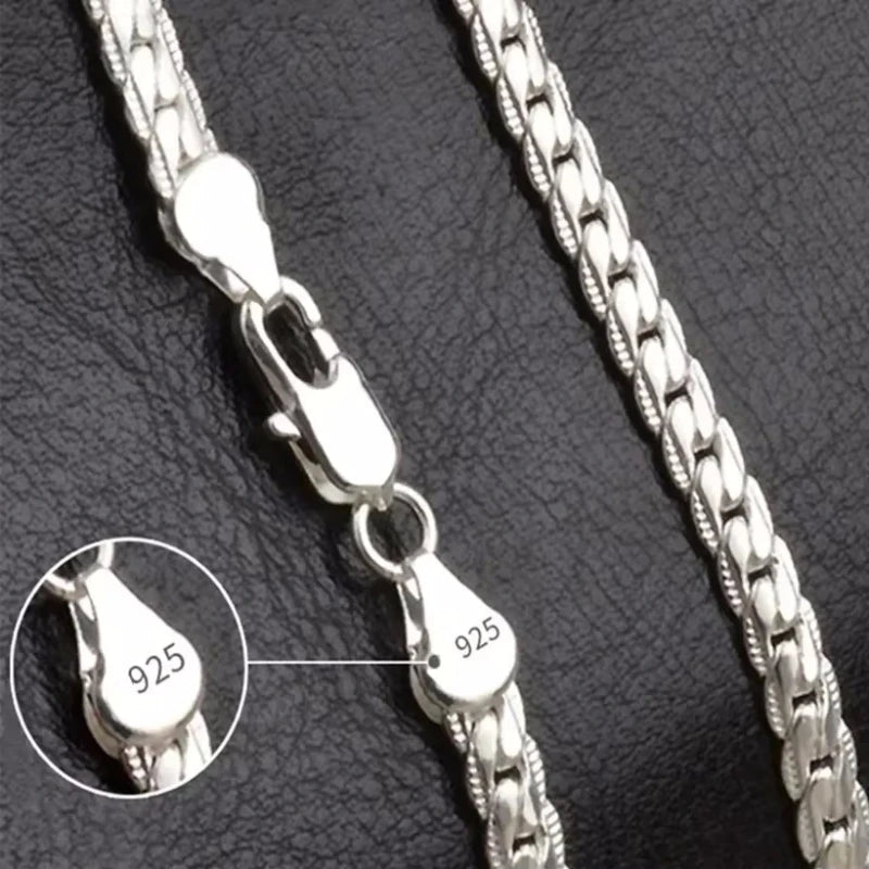 Fine Top Brand Silver Color 6mm Chain Necklace for Woman Men 16-24inch Fashion Wedding Party Jewelry Gift Dropshipping - PrimeNest