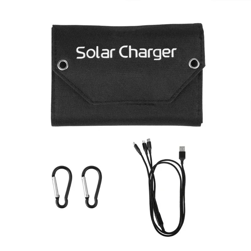 Folding Solar Panel 60W/80W/100W USB 5V Solar Charger Portable Solar Battery Power Bank for Outdoor Camping Hiking + Cable - PrimeNest