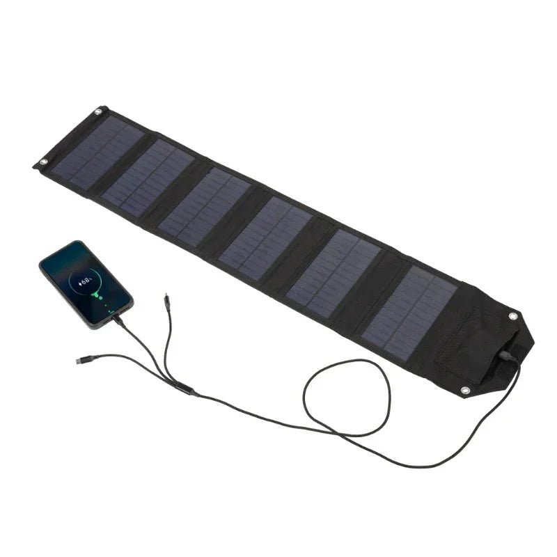 Folding Solar Panel 60W/80W/100W USB 5V Solar Charger Portable Solar Battery Power Bank for Outdoor Camping Hiking + Cable - PrimeNest