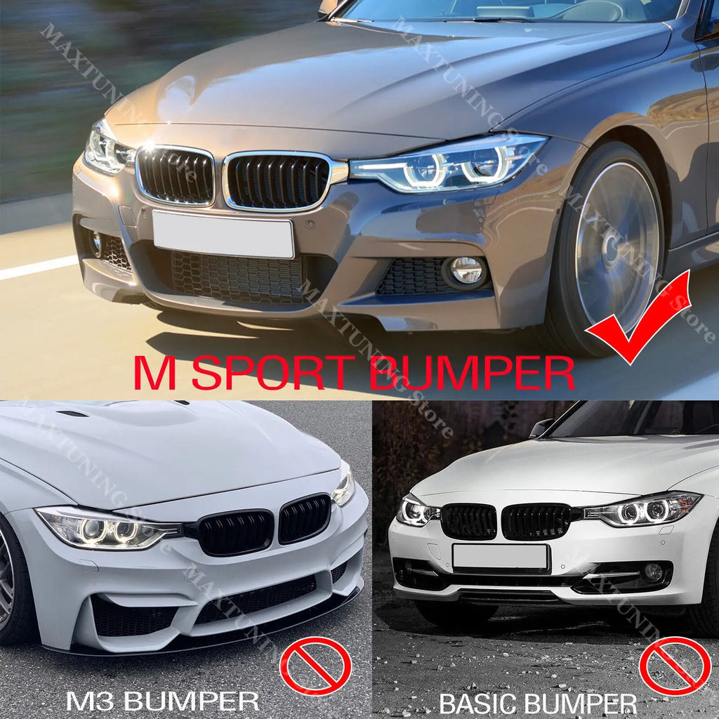 For BMW 3 Series F30 F31 M Sport 2012-2018 Black Car Front Bumper Spoiler Lip Splitter Body Kit Bumper Lip Chin Diffuser Guard - PrimeNest