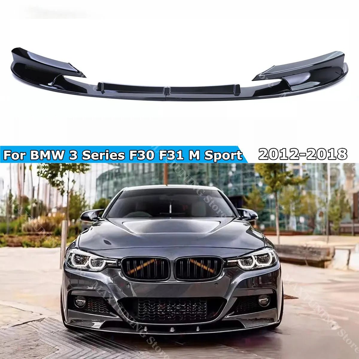 For BMW 3 Series F30 F31 M Sport 2012-2018 Black Car Front Bumper Spoiler Lip Splitter Body Kit Bumper Lip Chin Diffuser Guard - PrimeNest