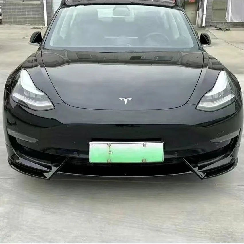 For Tesla Model 3 2017-2022 Gloss Black Front Bumper Lip Chin Diffuser Body Kit Spoiler Deflector Tuning Accessories Modified - PrimeNest
