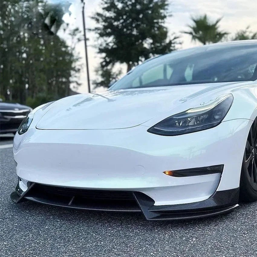 For Tesla Model 3 2017-2022 Gloss Black Front Bumper Lip Chin Diffuser Body Kit Spoiler Deflector Tuning Accessories Modified - PrimeNest