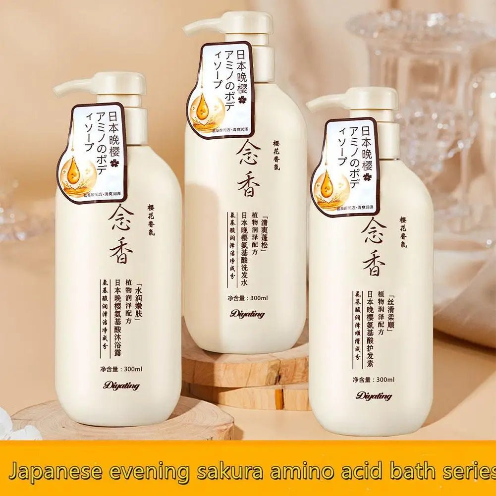 Fragrant Japanese Amino Acid Shampoo Hair Conditioner Set Body Wash Hair Shampoo Bath Lotion Shampoo Head Skin Care 300ml - PrimeNest