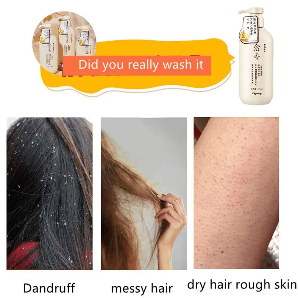 Fragrant Japanese Amino Acid Shampoo Hair Conditioner Set Body Wash Hair Shampoo Bath Lotion Shampoo Head Skin Care 300ml - PrimeNest