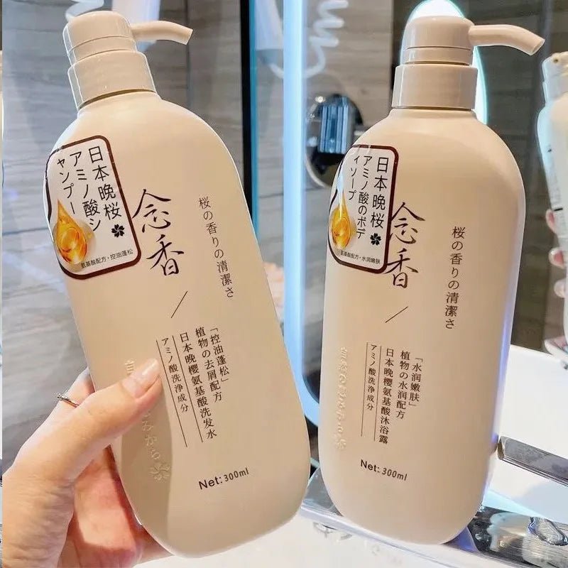 Fragrant Japanese Amino Acid Shampoo Hair Conditioner Set Body Wash Hair Shampoo Bath Lotion Shampoo Head Skin Care 300ml - PrimeNest
