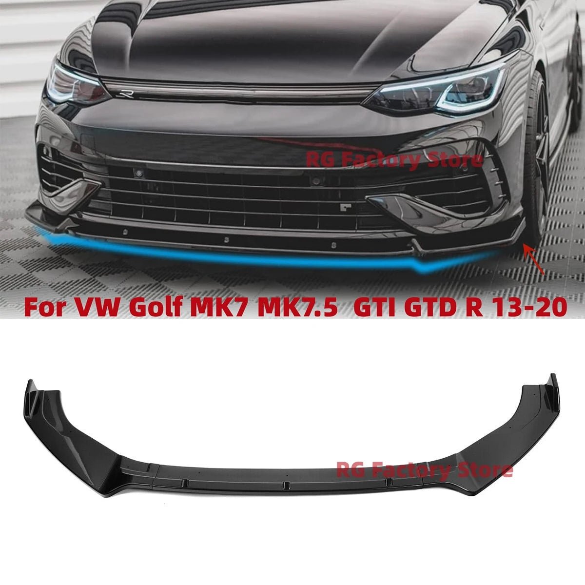 Front Bumper Splitter Lip For VW Golf 7 7.5 MK7 MK7.5 GTI GTD R R-Line All Models 2012-2020 Diffuser Body Kit Spoiler Guard - PrimeNest