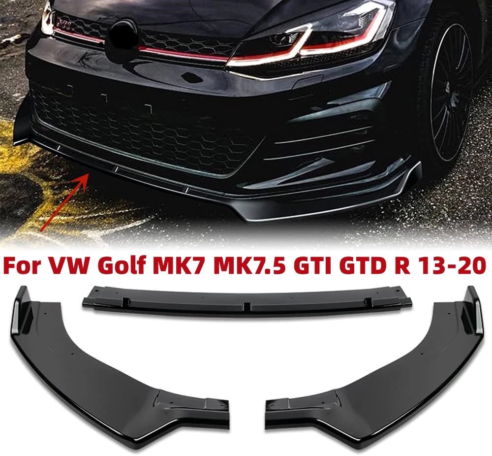 Front Bumper Splitter Lip For VW Golf 7 7.5 MK7 MK7.5 GTI GTD R R-Line All Models 2012-2020 Diffuser Body Kit Spoiler Guard - PrimeNest