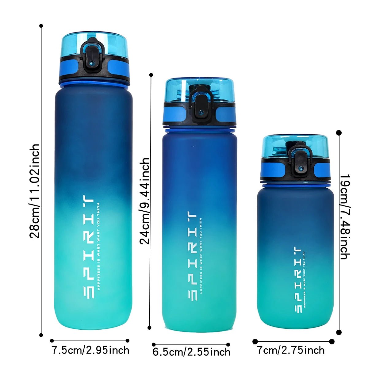 Gradient Water Bottle - 1000ml/600ml/750ml Capacity Outdoor Camping Gym Suitable Holiday Gift Birthday - PrimeNest