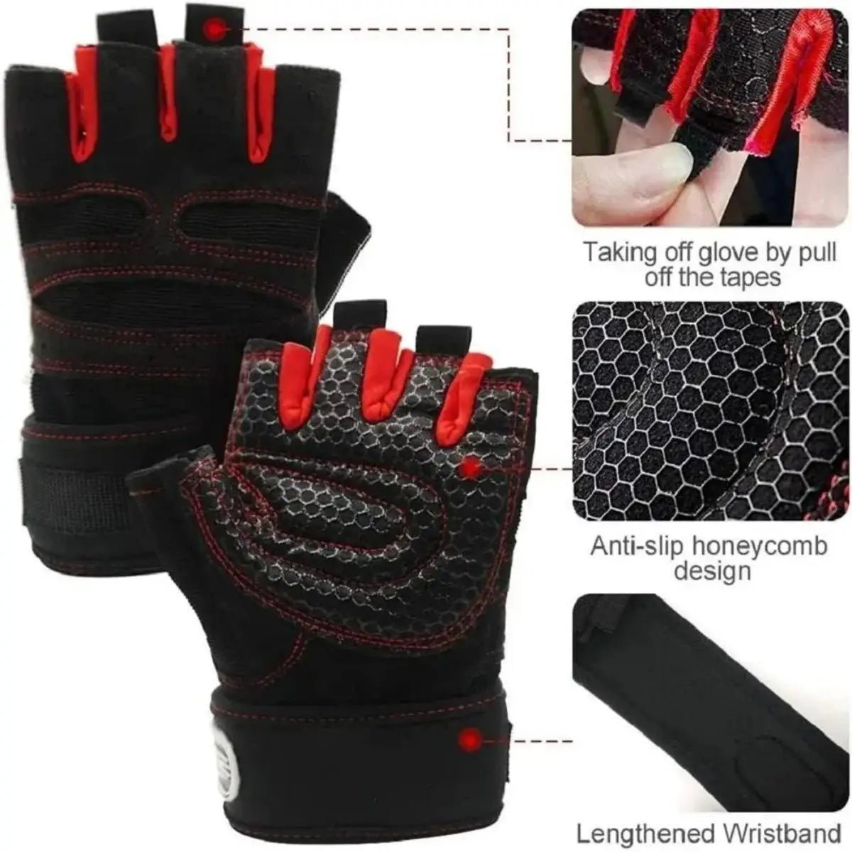 Gym Gloves for Men Women Fitness Weight Lifting Wristband Gloves Body Building Training Sports Exercise Cycling Glove Shockproof - PrimeNest
