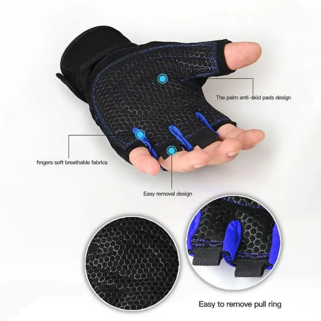Gym Gloves for Men Women Fitness Weight Lifting Wristband Gloves Body Building Training Sports Exercise Cycling Glove Shockproof - PrimeNest