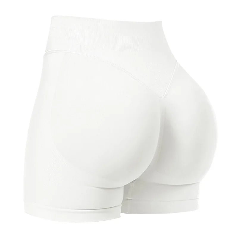 Gym Shorts Women Fitness Sports Biker Shorts 4.5" Low Ribbed Band Yoga Shorts Workout Scrunch Butt Seamless Leggings - PrimeNest