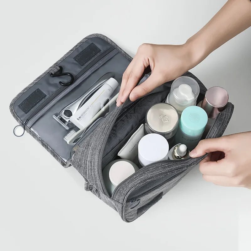 Hanging Toiletry Bag for Travel – Water-Resistant Oxford Wash Pouch, Folds Flat, Unisex Cosmetic Organizer - PrimeNest