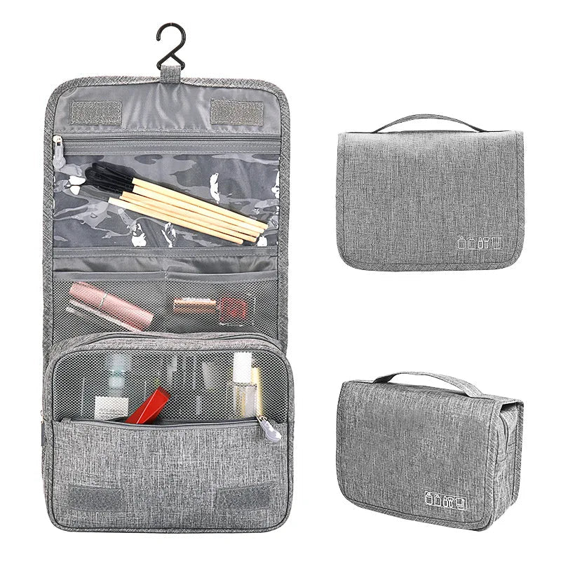 Hanging Toiletry Bag for Travel – Water-Resistant Oxford Wash Pouch, Folds Flat, Unisex Cosmetic Organizer - PrimeNest