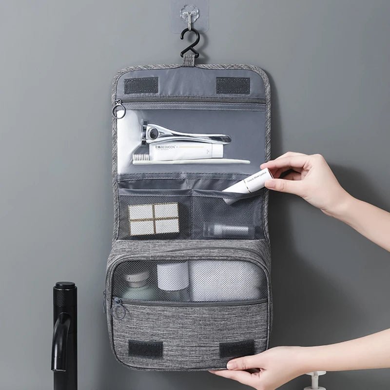 Hanging Toiletry Bag for Travel – Water-Resistant Oxford Wash Pouch, Folds Flat, Unisex Cosmetic Organizer - PrimeNest