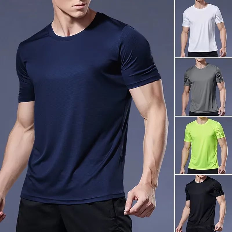 High quality men breathable fast drying running sports fitness breathable comfortable short sleeve T-shirt casual light Gym Tops - PrimeNest