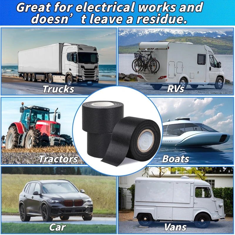High Temperature Wire Harness Cloth Tape Automotive Cable Loom Heatproof Fabric Adhesive Tape for Engine Electrical Insulation - PrimeNest
