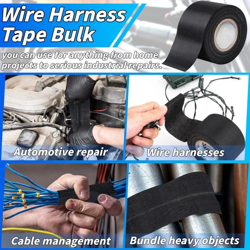 High Temperature Wire Harness Cloth Tape Automotive Cable Loom Heatproof Fabric Adhesive Tape for Engine Electrical Insulation - PrimeNest