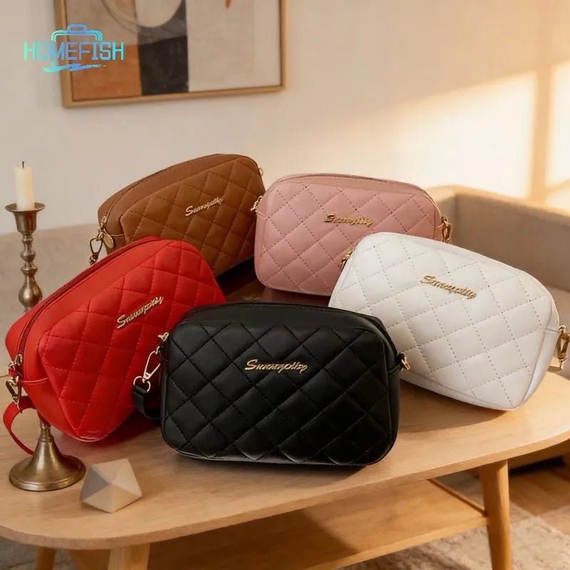 HOMEFISH Tassel Small Messenger Bag For Women Trend Lingge Embroidery Camera Female Shoulder Bag Fashion Chain Crossbody Bags - PrimeNest