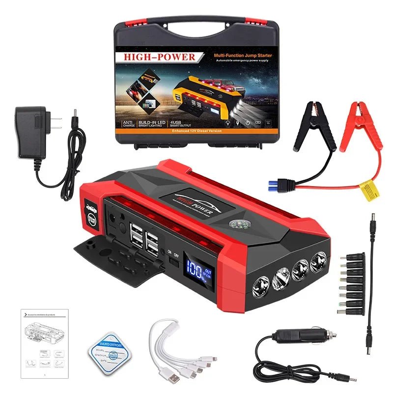 Intelligent 30000mAh Car Jump Starter - Features Advanced Safety Protection to Safely Jump Start Your 12V Vehicle Without Help - PrimeNest