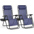 JHK Zero Gravity Set of 2 Portable Recliner Camping Patio Outdoor Garden Lounge Chair with Cup Holder Trays Adjustable Pillow - PrimeNest