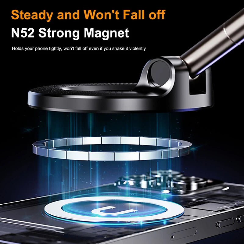 K007 Strong Magnetic Car Phone Holder Foldable Design 360° Adjustable Vacuum Mount for Car/Desk/Bathroom/Universal Use Holder - PrimeNest