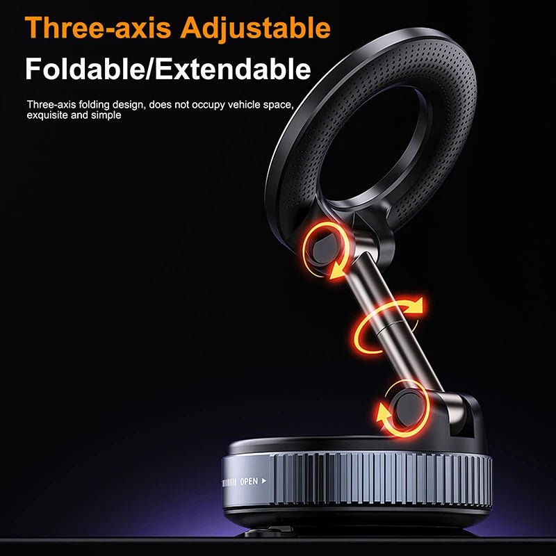 K007 Strong Magnetic Car Phone Holder Foldable Design 360° Adjustable Vacuum Mount for Car/Desk/Bathroom/Universal Use Holder - PrimeNest