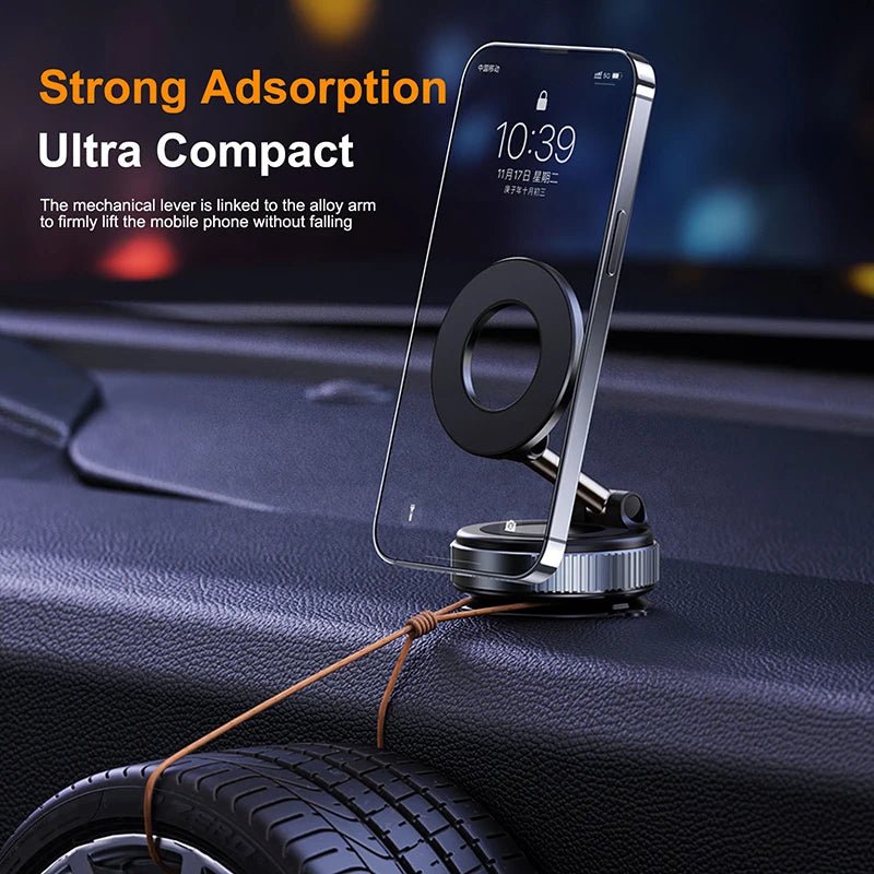 K007 Strong Magnetic Car Phone Holder Foldable Design 360° Adjustable Vacuum Mount for Car/Desk/Bathroom/Universal Use Holder - PrimeNest