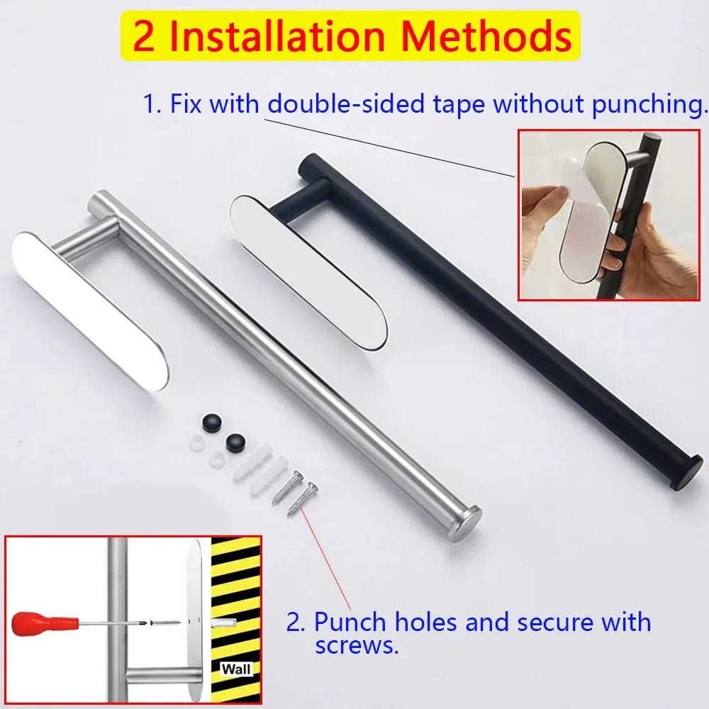 Kitchen Paper Towel Holder Adhesive Tissue Hanger Toilet Roll Paper Dispenser Cabinet Storage Napkin Rack Bathroom Accessories - PrimeNest