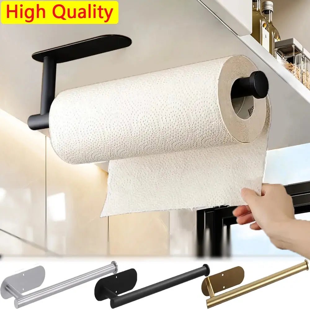 Kitchen Paper Towel Holder Adhesive Tissue Hanger Toilet Roll Paper Dispenser Cabinet Storage Napkin Rack Bathroom Accessories - PrimeNest
