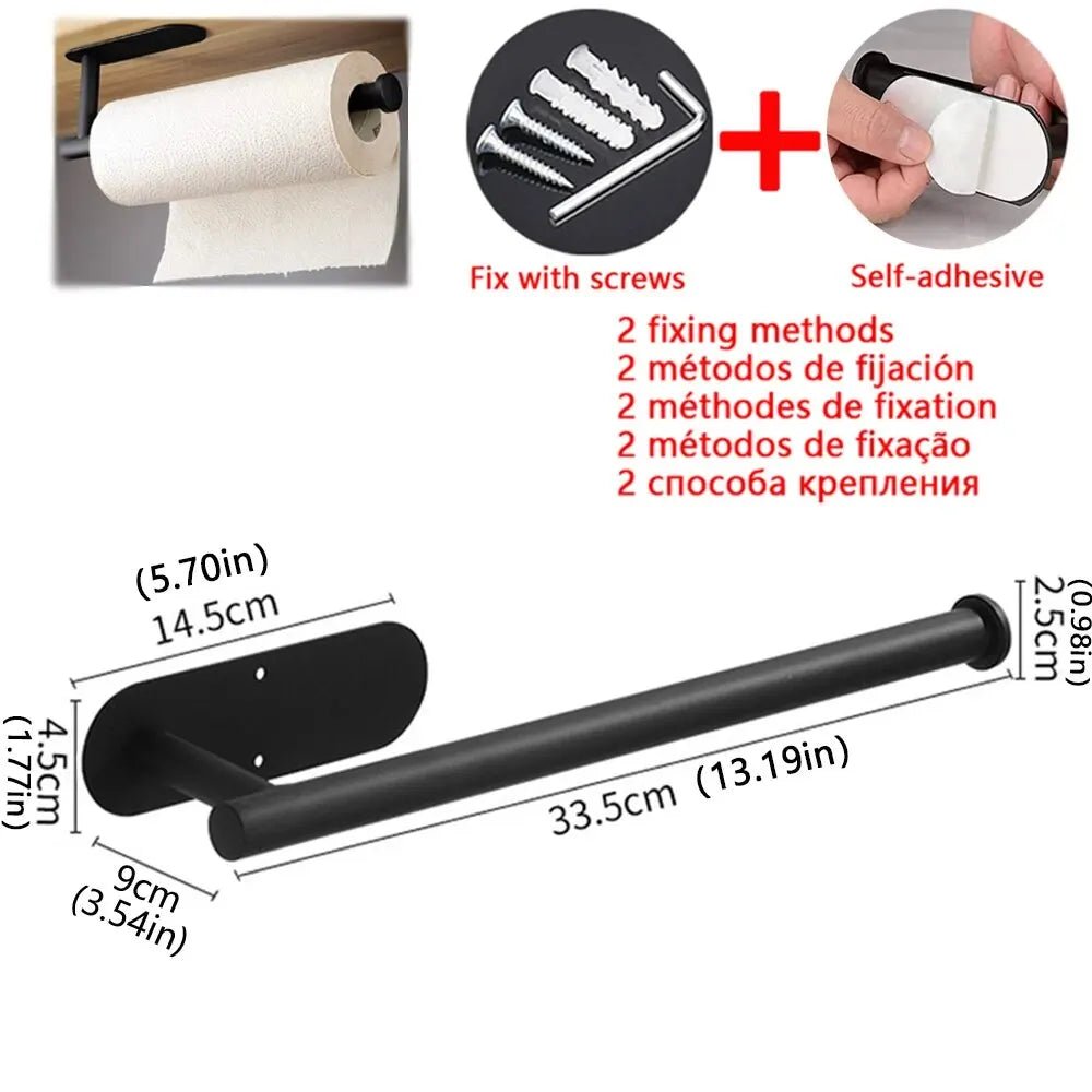 Kitchen Paper Towel Holder Adhesive Tissue Hanger Toilet Roll Paper Dispenser Cabinet Storage Napkin Rack Bathroom Accessories - PrimeNest