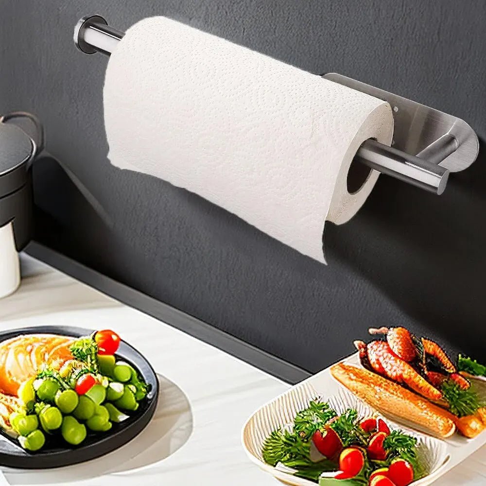 Kitchen Paper Towel Holder Adhesive Tissue Hanger Toilet Roll Paper Dispenser Cabinet Storage Napkin Rack Bathroom Accessories - PrimeNest
