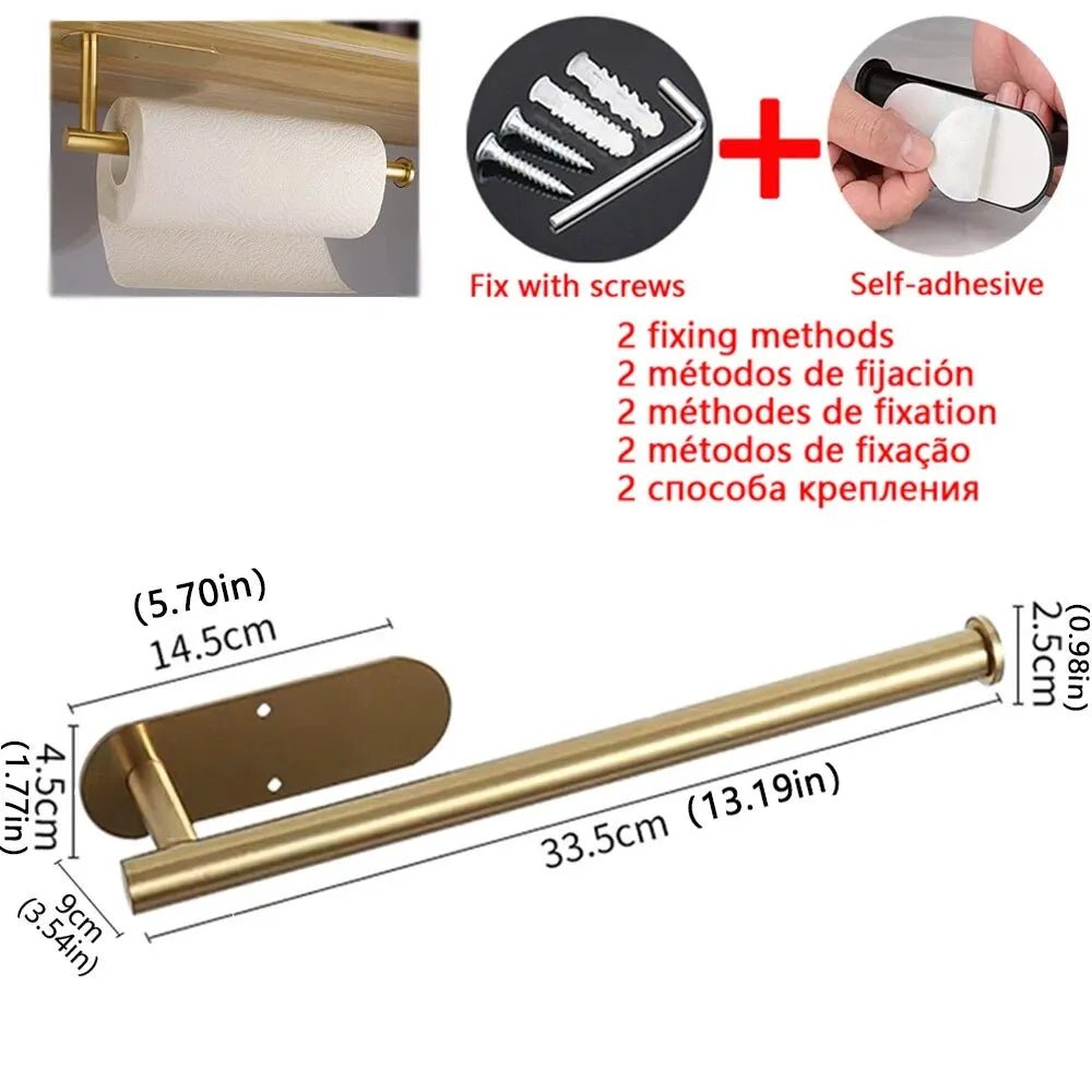 Kitchen Paper Towel Holder Adhesive Tissue Hanger Toilet Roll Paper Dispenser Cabinet Storage Napkin Rack Bathroom Accessories - PrimeNest
