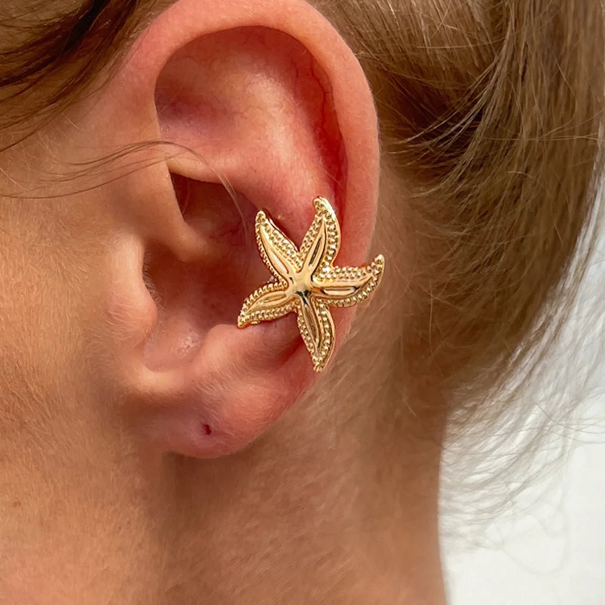 LATS Starfish Shell Flower Clip Earrings for Women Gold/Silver Color Non-Piercing Ear Cuff Daily Jewelry Accessories Party Gift - PrimeNest