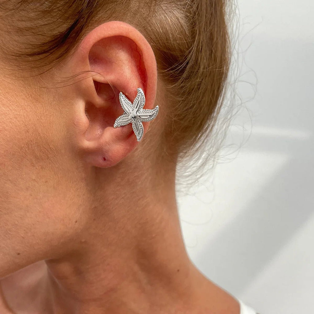 LATS Starfish Shell Flower Clip Earrings for Women Gold/Silver Color Non-Piercing Ear Cuff Daily Jewelry Accessories Party Gift - PrimeNest