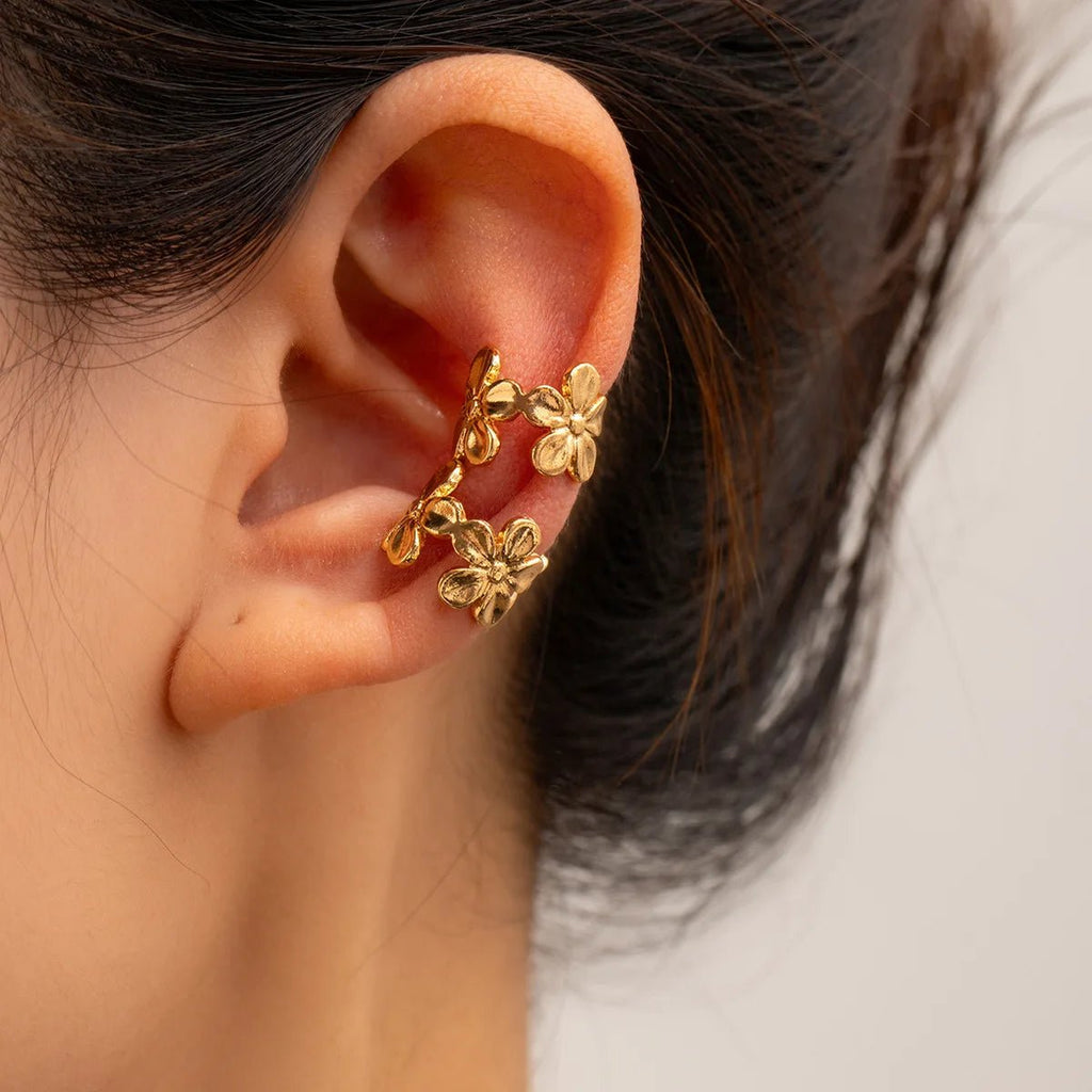 LATS Starfish Shell Flower Clip Earrings for Women Gold/Silver Color Non-Piercing Ear Cuff Daily Jewelry Accessories Party Gift - PrimeNest