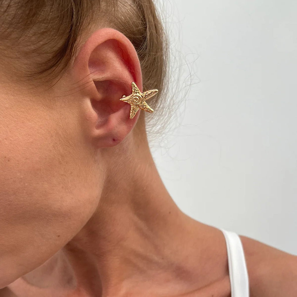 LATS Starfish Shell Flower Clip Earrings for Women Gold/Silver Color Non-Piercing Ear Cuff Daily Jewelry Accessories Party Gift - PrimeNest