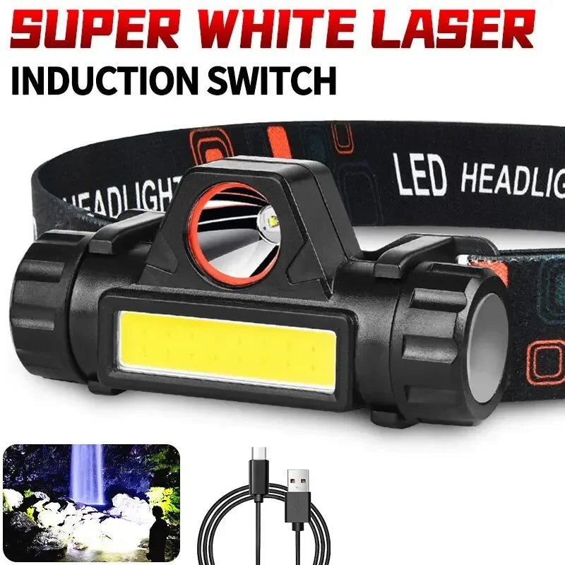 LED Head Mounted Magnetic Flashlight for Night Fishing - Outdoor Headlights with Long Battery Life Strong Light Charging - PrimeNest