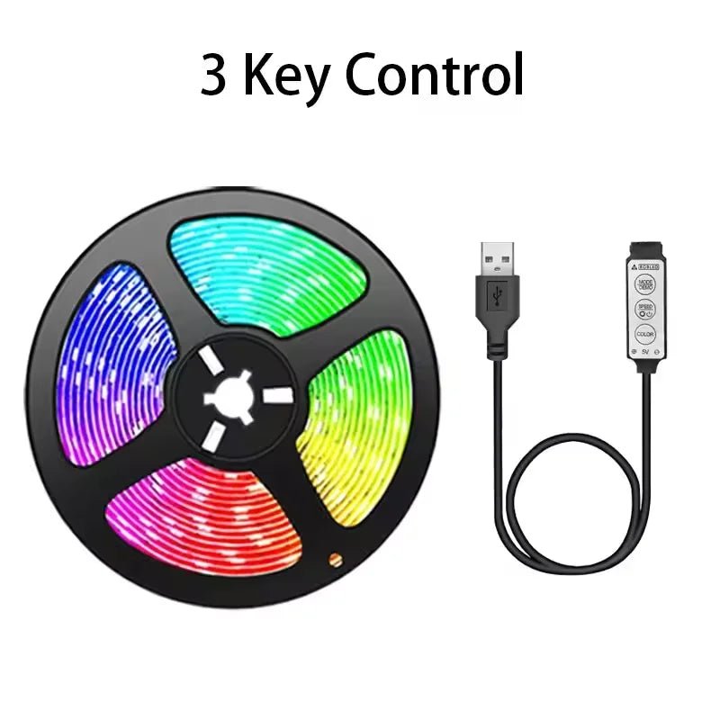 Led Lights for TV 3 Key Control Led Strip USB 5V Tape Lights for TV Backlight Home Party Decoration Flexible Ribbon - PrimeNest