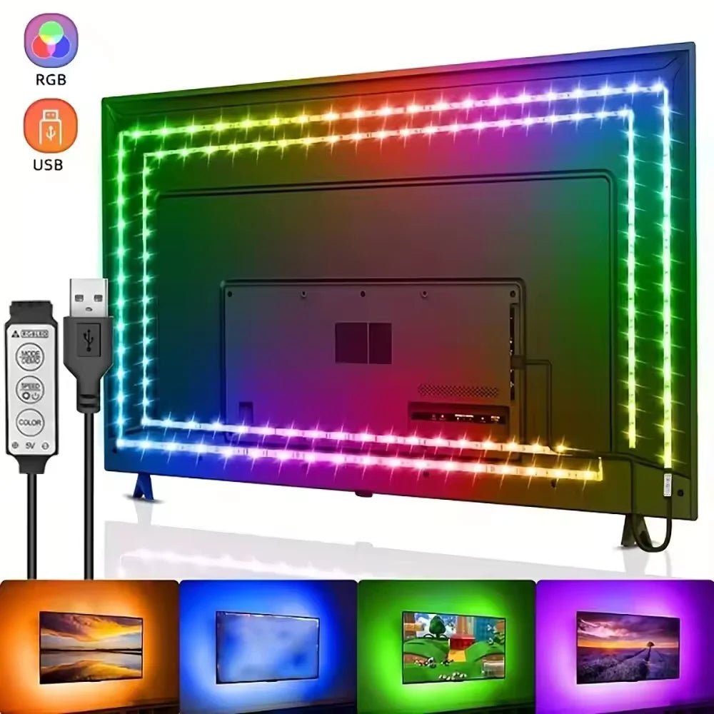 Led Lights for TV 3 Key Control Led Strip USB 5V Tape Lights for TV Backlight Home Party Decoration Flexible Ribbon - PrimeNest