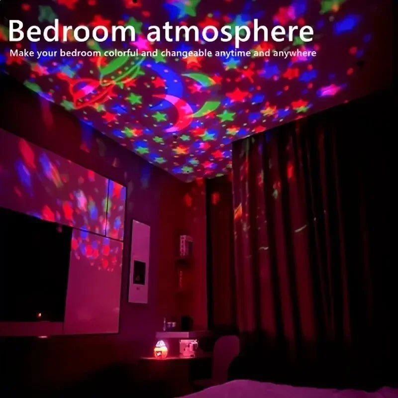 LED Starry Sky Night Lights USB Projector Lamp Magic Ball Moon Star Christmas Lights Home Room Atmosphere Decorations - PrimeNest