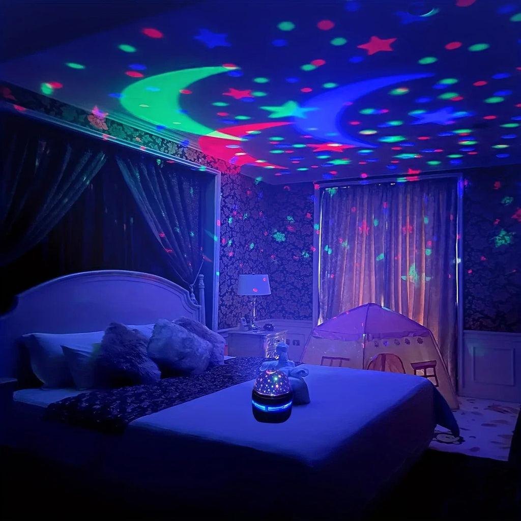 LED Starry Sky Night Lights USB Projector Lamp Magic Ball Moon Star Christmas Lights Home Room Atmosphere Decorations - PrimeNest