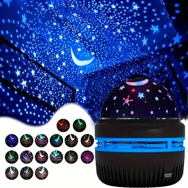 LED Starry Sky Night Lights USB Projector Lamp Magic Ball Moon Star Christmas Lights Home Room Atmosphere Decorations - PrimeNest